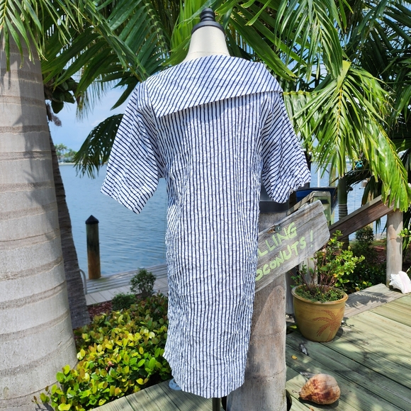 Finley Nautical Sailor Stripe Portrait Collar Spectator Dress Sz XS - Picture 3 of 13